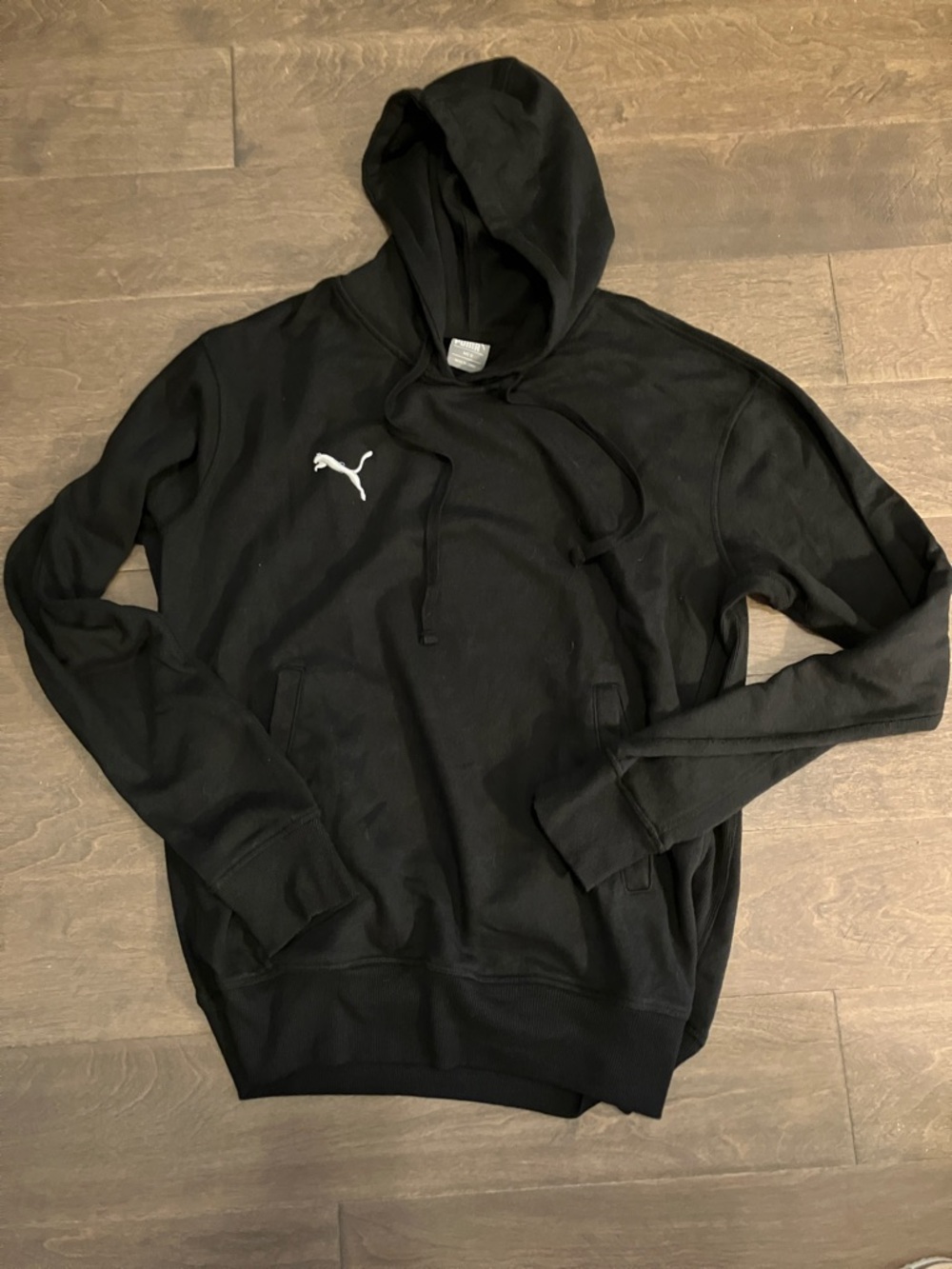 Puma Black Hooded lightweight Sweatshirt with White Puma Logo medium